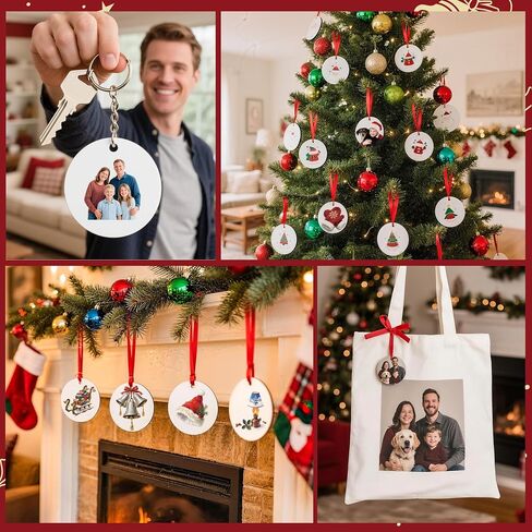 Joyclub 35 PCS 3 '' Sublimation Ornament Blanks MDF Sublimation Christmas Hishavel rolements bulk round double side ribouts for the formization Xmas Tree Ornamp in Kuwait