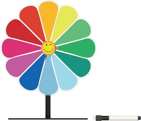 عجلة جائزة ملونة مقاس 12 بوصة، لعبة الحظ ذات 12 فتحة، أنشطة العطلات، الحفلات، الفصول الدراسية أو التعليم المنزلي، نمط عباد الشمس in Kuwait