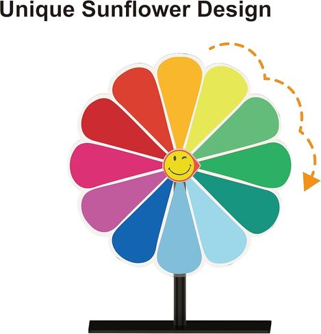 عجلة جائزة ملونة مقاس 12 بوصة، لعبة الحظ ذات 12 فتحة، أنشطة العطلات، الحفلات، الفصول الدراسية أو التعليم المنزلي، نمط عباد الشمس in Kuwait