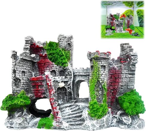 Aquarium Castle Fish Tank Decoration Cave - Shelter for Fish to Play and Rest, Aquarium Ornament Fish Tank Ornament for Shrimp, Turtle in Saudi Arabia