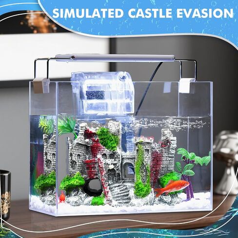 Aquarium Castle Fish Tank Decoration Cave - Shelter for Fish to Play and Rest, Aquarium Ornament Fish Tank Ornament for Shrimp, Turtle in Saudi Arabia