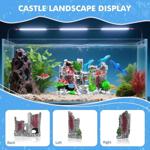 Aquarium Castle Fish Tank Decoration Cave - Shelter for Fish to Play and Rest, Aquarium Ornament Fish Tank Ornament for Shrimp, Turtle in Saudi Arabia