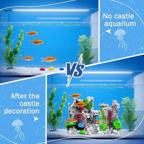 Aquarium Castle Fish Tank Decoration Cave - Shelter for Fish to Play and Rest, Aquarium Ornament Fish Tank Ornament for Shrimp, Turtle in Saudi Arabia