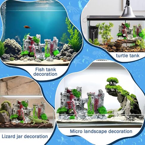 Aquarium Castle Fish Tank Decoration Cave - Shelter for Fish to Play and Rest, Aquarium Ornament Fish Tank Ornament for Shrimp, Turtle in Saudi Arabia