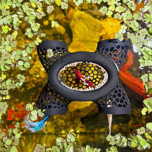 Aquarium Floating Betta Fish Log, Hide Tunnel and Hammock Toy, Small Fish Or Shrimp Hide Resting Cave, Floating Feeder, Feeding Ring, Tank Accessories Decoration (Gradient Color) in Saudi Arabia