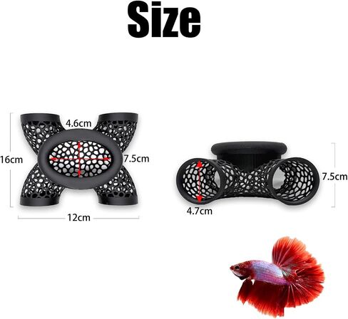 Aquarium Floating Betta Fish Log, Hide Tunnel and Hammock Toy, Small Fish Or Shrimp Hide Resting Cave, Floating Feeder, Feeding Ring, Tank Accessories Decoration (Gradient Color) in Saudi Arabia