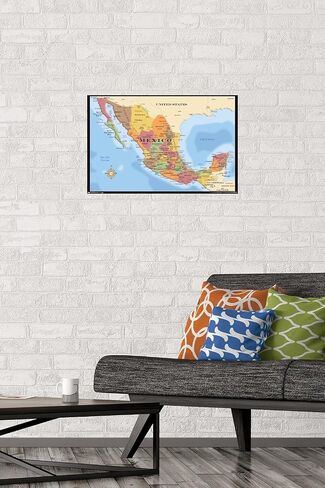 Trends International Map - Mexico Wall Poster ، 14.725 "× 22.375" ، Premium Poster & Mount Bundle in Saudi Arabia