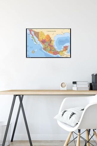 Trends International Map - Mexico Wall Poster ، 14.725 "× 22.375" ، Premium Poster & Mount Bundle in Saudi Arabia