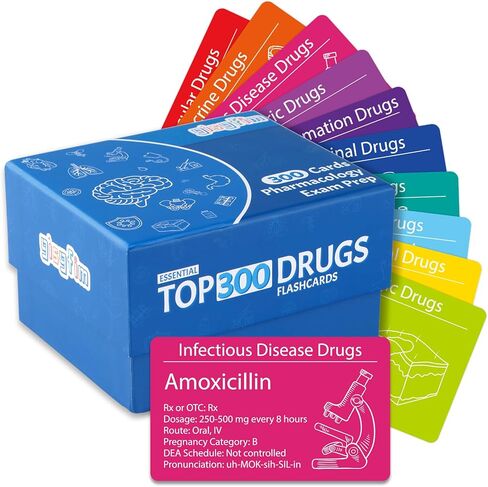 GISGFIM TOP 300 Drugs Flashcards Pharmacology بطاقات فلاش فلاش أمر أساسي مع أسماء المخدرات أسئلة اختبار الجرعة الصيغ الرابعة لعلم الصيدلة التمريض طلاب الصيدلة التكنولوجيا in Kuwait