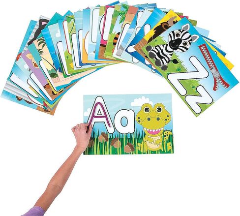 Fun Express Alphabet Letter Learning Mats, 26 Pieces, 15" x 10" Laminated Cardstock, Educational Activities for Kids Ages 3+, Interactive Learning Tools in Saudi Arabia