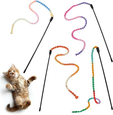 4pcs String Cat Toy ، سلسلة ألعاب Cat ، مع حبل الرافعة ، لعبة القطط العصرية الملونة ، ألعاب الحيوانات الأليفة التفاعلية ، مناسبة للقطط الداخلية للعب ، لدغة وتشيس in Kuwait