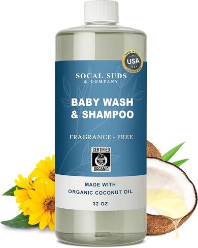 SoCal Suds & Company - 2-in-1 Organic Baby Shampoo & Body Wash Castile Soap - Gentle Body Soap and Shampoo for Sensitive Skin Bath - Nourishing Soothing Ingredients - Newborn Baby - Lavender, 32oz in Saudi Arabia