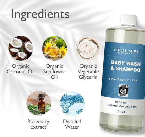 SoCal Suds & Company - 2-in-1 Organic Baby Shampoo & Body Wash Castile Soap - Gentle Body Soap and Shampoo for Sensitive Skin Bath - Nourishing Soothing Ingredients - Newborn Baby - Lavender, 32oz in Saudi Arabia