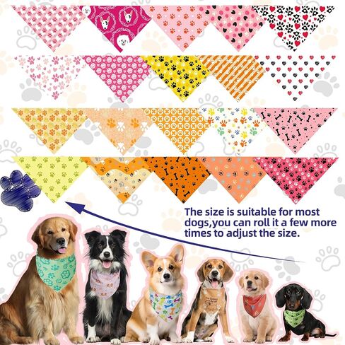 Pawchie 100 pcs dog bandanas bulk pet bibs paw print triangle triangle dickf pet bandanas plaid style for small to class dog cat cats ، summer summer summer decoration in Kuwait