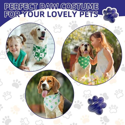 Pawchie 100 pcs dog bandanas bulk pet bibs paw print triangle triangle dickf pet bandanas plaid style for small to class dog cat cats ، summer summer summer decoration in Kuwait