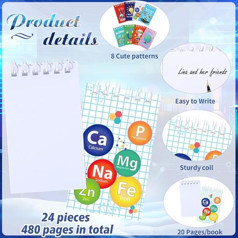 Teling 24 Pcs Science Party Favors Science Notebooks Bulk Mini Scientist Notepad Small Spiral Pocket Notebook for Student Back to School Gifts Lab Week Chemistry Class Reward Birthday Gift Bag Filler in Saudi Arabia