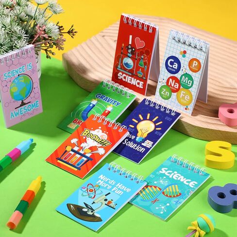 Teling 24 Pcs Science Party Favors Science Notebooks Bulk Mini Scientist Notepad Small Spiral Pocket Notebook for Student Back to School Gifts Lab Week Chemistry Class Reward Birthday Gift Bag Filler in Saudi Arabia