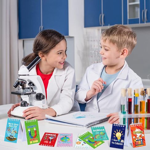 Teling 24 Pcs Science Party Favors Science Notebooks Bulk Mini Scientist Notepad Small Spiral Pocket Notebook for Student Back to School Gifts Lab Week Chemistry Class Reward Birthday Gift Bag Filler in Saudi Arabia