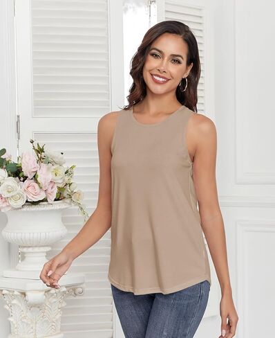 Smile Fish Women Crewneck Flowy Loose Fit Tank Top Sleeveless Summer Tops Shirts in Kuwait