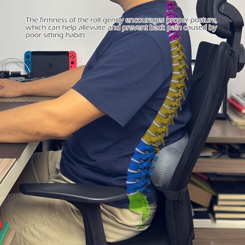 2 PCS Lumbar Lump Support Pillow Cover - Low Lump Lumbar Support لتوسيد دعم كرسي المكتب ومقعد السيارة ، وتخفيف آلام الظهر وتحسين الموقف ، (حالة الوسادة فقط رمادية) in Kuwait