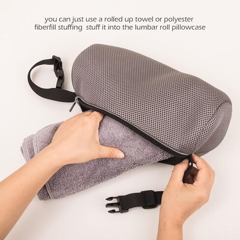 2 PCS Lumbar Lump Support Pillow Cover - Low Lump Lumbar Support لتوسيد دعم كرسي المكتب ومقعد السيارة ، وتخفيف آلام الظهر وتحسين الموقف ، (حالة الوسادة فقط رمادية) in Kuwait