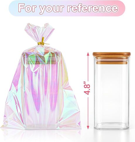 أوبكو 180pcs السيلوفان القزحيال معالجة الأكياس مع العلاقات ، 5 × 7 بوصة من البلاستيك الأكياس جيدة من أجل الحفلات ، والحلوى ، وتعبئة ملفات تعريف الارتباط ، ولف الهدايا in Kuwait