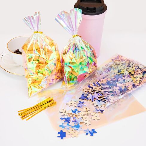 أوبكو 180pcs السيلوفان القزحيال معالجة الأكياس مع العلاقات ، 5 × 7 بوصة من البلاستيك الأكياس جيدة من أجل الحفلات ، والحلوى ، وتعبئة ملفات تعريف الارتباط ، ولف الهدايا in Kuwait