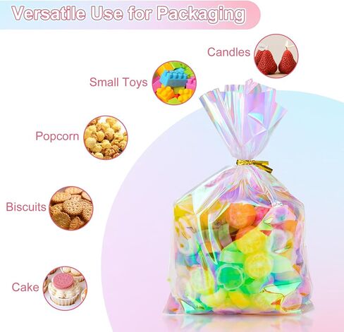 أوبكو 180pcs السيلوفان القزحيال معالجة الأكياس مع العلاقات ، 5 × 7 بوصة من البلاستيك الأكياس جيدة من أجل الحفلات ، والحلوى ، وتعبئة ملفات تعريف الارتباط ، ولف الهدايا in Kuwait