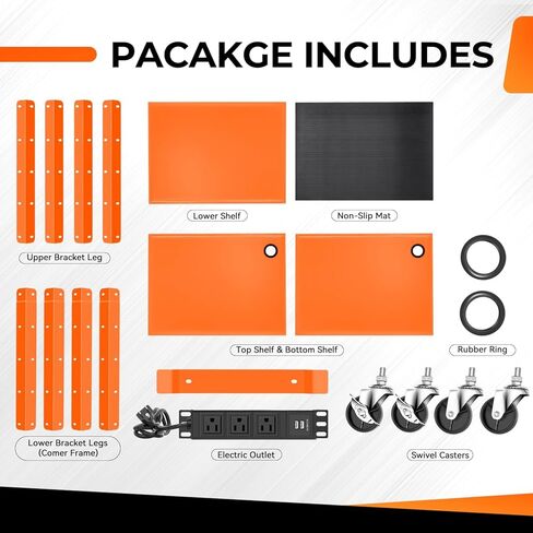 عربات العرض التقديرية Auto Dynasty Auto AV مع شريط الطاقة ، عربات AV للتخزين المتداول لجهاز عرض الفيديو ، التلفزيون ، الطابعات ، أجهزة الكمبيوتر المحمولة ، 4 عجلات ، سلك 4 بوصات ، 3 منافذ ، 2 منافذ USB (برتقالي) in Kuwait