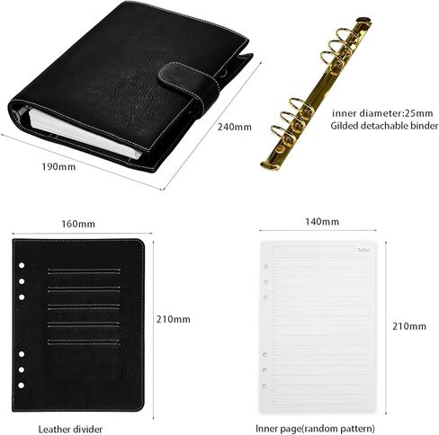 A5 منظم Minerva Box Genuine Leather Journal Noteboor ، RANDOGY RINGERS BLANNER SIZE SIZE BOCKED مع مذكرات أجندة MINI 25 مم (لون الشاي الداكن) in Kuwait