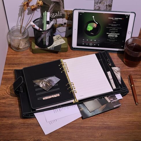 A5 منظم Minerva Box Genuine Leather Journal Noteboor ، RANDOGY RINGERS BLANNER SIZE SIZE BOCKED مع مذكرات أجندة MINI 25 مم (لون الشاي الداكن) in Kuwait