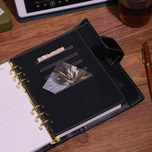 A5 منظم Minerva Box Genuine Leather Journal Noteboor ، RANDOGY RINGERS BLANNER SIZE SIZE BOCKED مع مذكرات أجندة MINI 25 مم (لون الشاي الداكن) in Kuwait