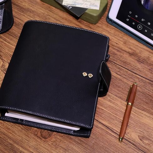 A5 منظم Minerva Box Genuine Leather Journal Noteboor ، RANDOGY RINGERS BLANNER SIZE SIZE BOCKED مع مذكرات أجندة MINI 25 مم (لون الشاي الداكن) in Kuwait