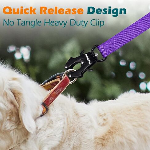 PetBonus Heavy Duty Tactical Dog Leash, 5 FT Bungee Shock Absorption Leash with 2 Padded Handles, Quick Release Metal Clip, Car Seatbelt, No Pull Training Lead for Large Medium Dogs (Black) in Kuwait