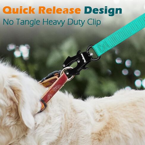 PetBonus Heavy Duty Tactical Dog Leash, 5 FT Bungee Shock Absorption Leash with 2 Padded Handles, Quick Release Metal Clip, Car Seatbelt, No Pull Training Lead for Large Medium Dogs (Black) in Kuwait