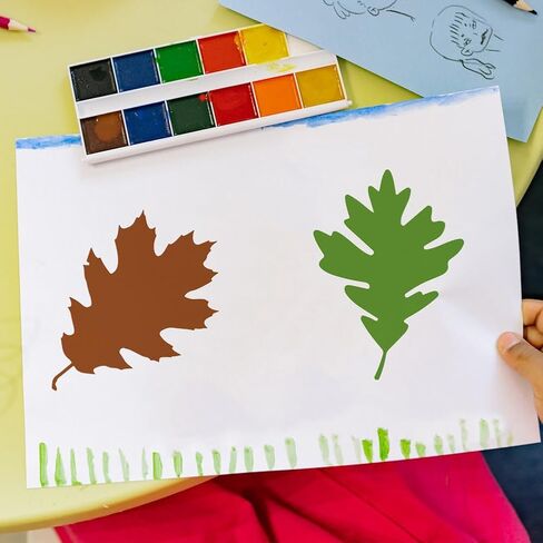 FINGERINSPIRE 6 PCS Oak Leaves Stencils with 1Pc Brush 5.9x5.9inch 6 Styles Oak Leaves Pattern Drawing Stencil Plant Theme Template for Painting on Wall Wood Furniture DIY Home Decoration in Saudi Arabia