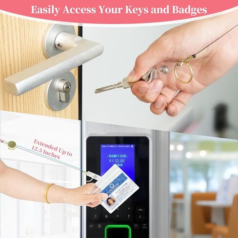 Retractable Beaded Lanyard for Keys & Badges - Natural Stone Bead, Stretchable Badge Reel with Handcrafted Sliding Knot, Multipurpose ID Holders for Teacher, Office and Cruise, Pearl PK in Saudi Arabia