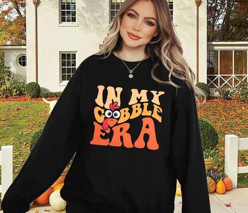 Thanksgiving Sweatshirt For Women Gobble Gobble Lightweight Pullover Turkey Cute Graphic Long Sleeve Shirts in Kuwait