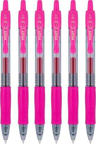 PILOT G2 Premium Refillable & Retractable Rolling Ball Gel Pens, 0.7mm Fine Point, Pink, 6-Pack in Saudi Arabia