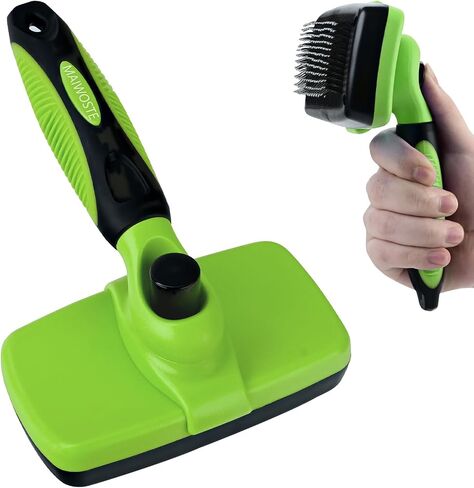 Large Self Cleaning Deshedding Brush for Dogs & Cats - One Button Hair Release Grooming Tool, Gentle Massage Brush for Long and Short Hair (Blue) in Kuwait