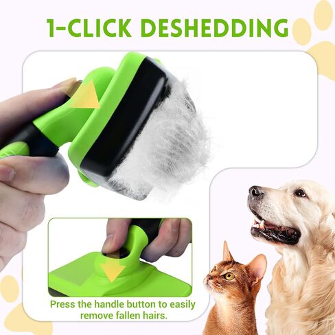 Large Self Cleaning Deshedding Brush for Dogs & Cats - One Button Hair Release Grooming Tool, Gentle Massage Brush for Long and Short Hair (Blue) in Kuwait
