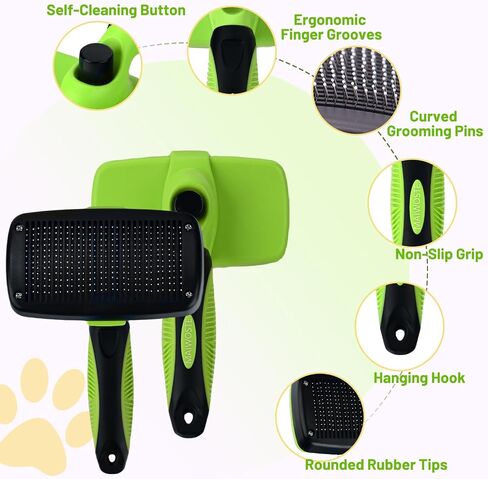 Large Self Cleaning Deshedding Brush for Dogs & Cats - One Button Hair Release Grooming Tool, Gentle Massage Brush for Long and Short Hair (Blue) in Kuwait