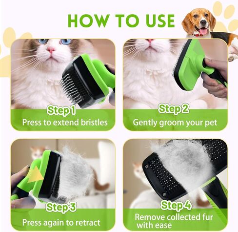Large Self Cleaning Deshedding Brush for Dogs & Cats - One Button Hair Release Grooming Tool, Gentle Massage Brush for Long and Short Hair (Blue) in Kuwait