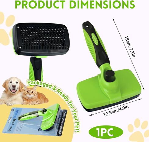 Large Self Cleaning Deshedding Brush for Dogs & Cats - One Button Hair Release Grooming Tool, Gentle Massage Brush for Long and Short Hair (Blue) in Kuwait
