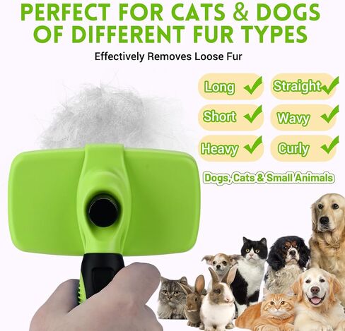 Large Self Cleaning Deshedding Brush for Dogs & Cats - One Button Hair Release Grooming Tool, Gentle Massage Brush for Long and Short Hair (Blue) in Kuwait