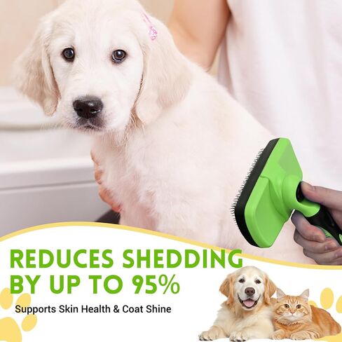 Large Self Cleaning Deshedding Brush for Dogs & Cats - One Button Hair Release Grooming Tool, Gentle Massage Brush for Long and Short Hair (Blue) in Kuwait