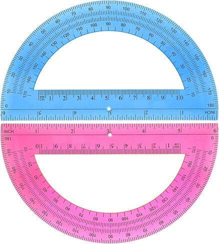 2 Packs 6 Inch Plastic Protractor Math Protractors 180 Degrees Angle Measurement, Protractor Classroom Set for Geometry Classroom Student School Office Supplies(Pink, Blue) in Saudi Arabia