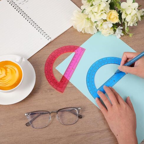 2 Packs 6 Inch Plastic Protractor Math Protractors 180 Degrees Angle Measurement, Protractor Classroom Set for Geometry Classroom Student School Office Supplies(Pink, Blue) in Saudi Arabia