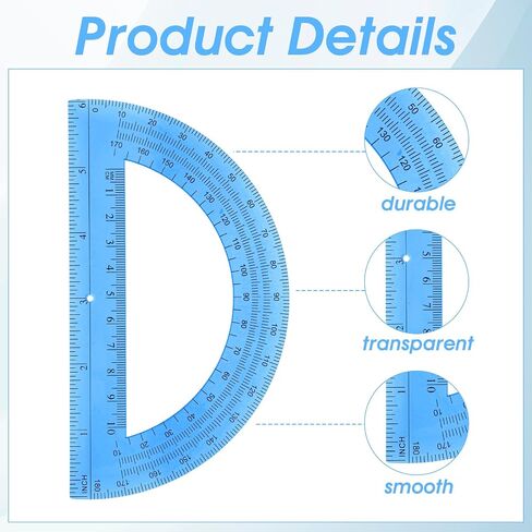 2 Packs 6 Inch Plastic Protractor Math Protractors 180 Degrees Angle Measurement, Protractor Classroom Set for Geometry Classroom Student School Office Supplies(Pink, Blue) in Saudi Arabia