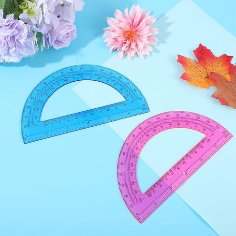 2 Packs 6 Inch Plastic Protractor Math Protractors 180 Degrees Angle Measurement, Protractor Classroom Set for Geometry Classroom Student School Office Supplies(Pink, Blue) in Saudi Arabia